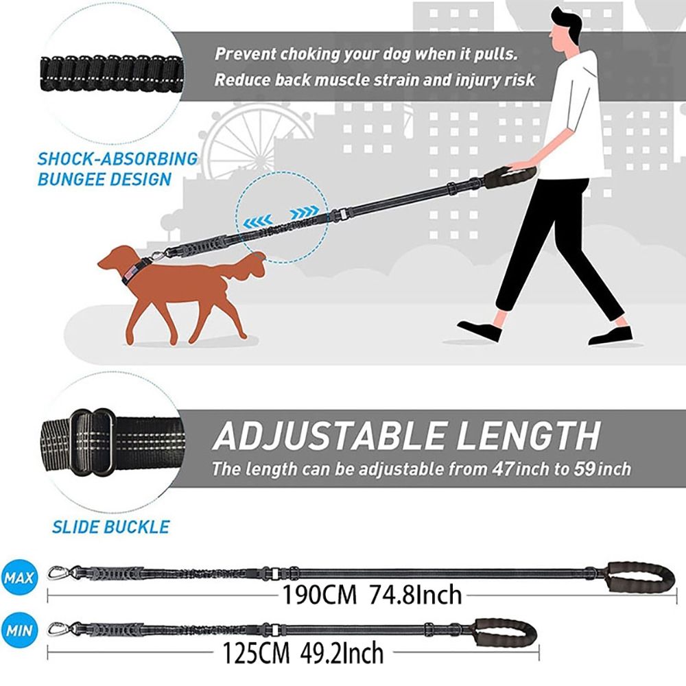 Heavy Duty Dog Leashes for Large Dogs, Car Seatbelt and Metal Carabiner Clip, Strong No Pull Dog Leash for Medium — image 5