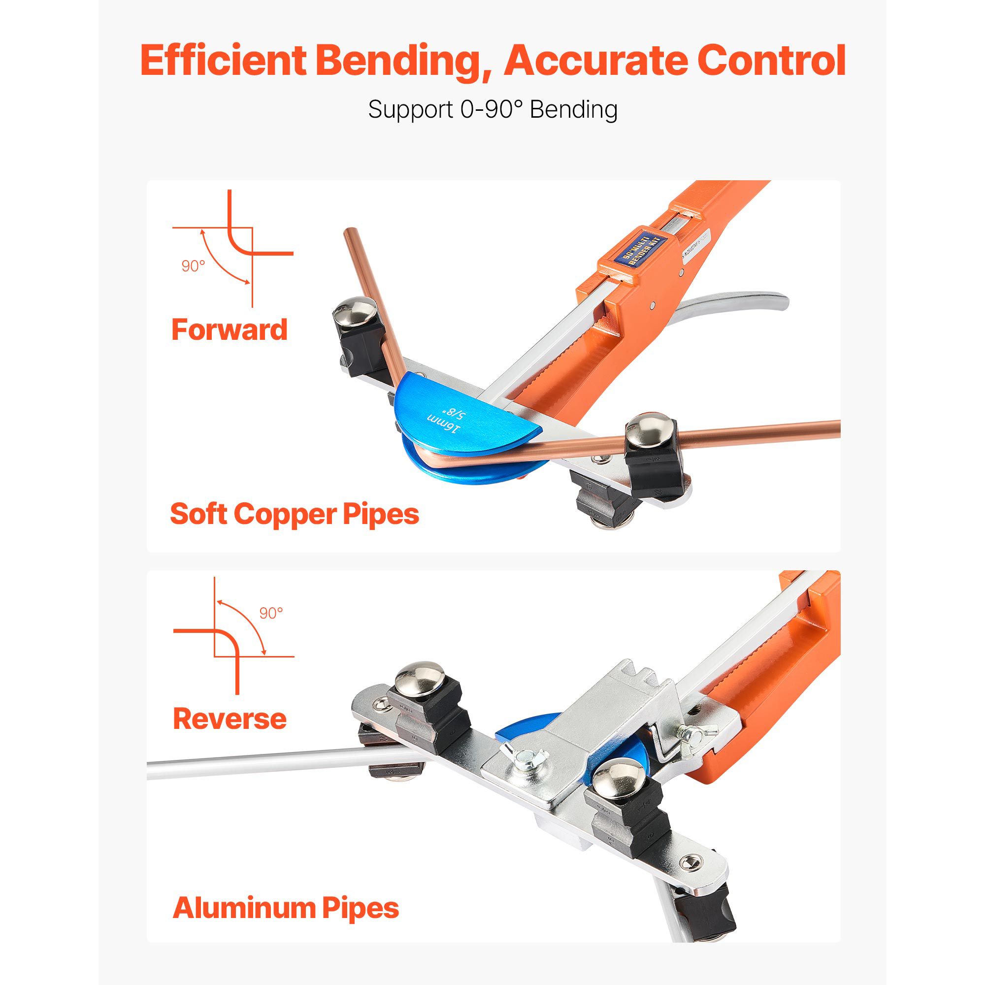 Tubing Bender Kit, 6 mm to 22 mm, Compact Ratcheting Tube Pipe Bender, Forward/Reverse Hand Bending Tool, with 7 Color Aluminium Alloy Dies, for Copper HVAC — image 3