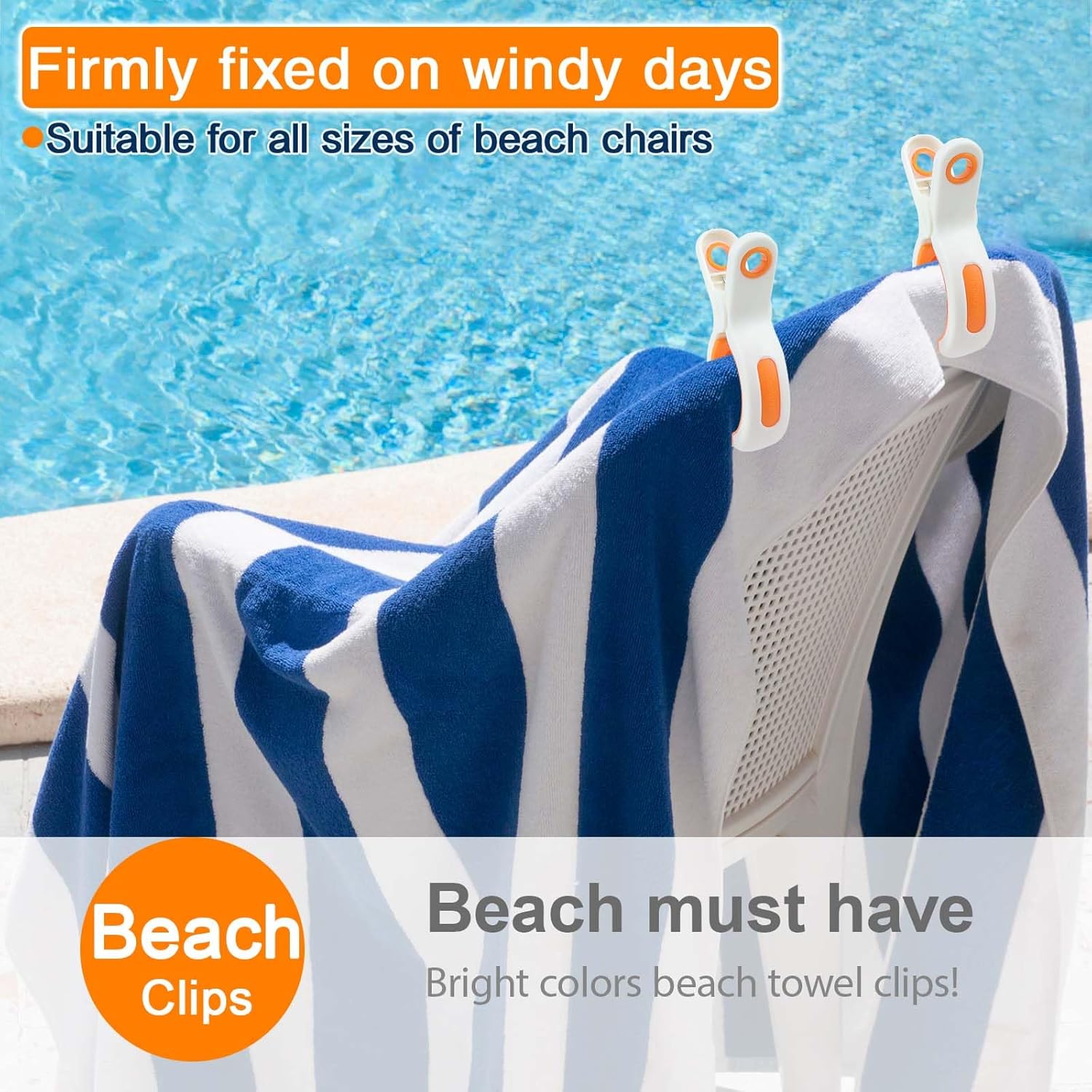 Beach Towel Clips for Beach Chair Towel Holder for Beach Chair Pool Chair on Cruise-Jumbo Size,Plastic Strong Beach Chair Clips to Keep Your Towel from Blowing — image 5