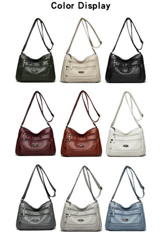 Black Women's Soft Washed PU Leather Crossbody Bag - Multi-Pocket Casual Shoulder Purse for Everyday Organization โ image 2