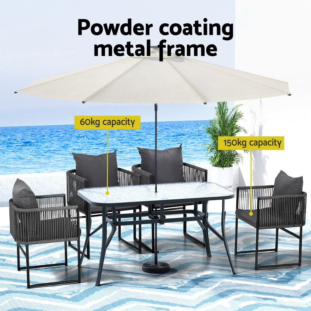 Gardeon 5PC Outdoor Dining Set Table and Chairs Patio Furniture Garden Bistro Set Black — image 4