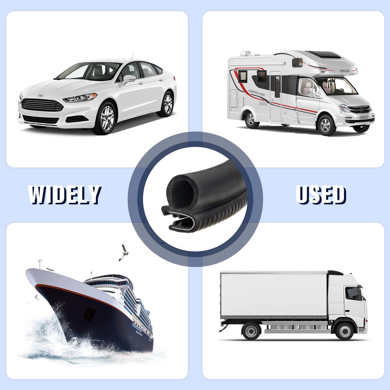 20Ft Car Door Weather Stripping Door Seal Strip,U-Shaped Rubber Edge Trim with Steel Strip Door Sealers for Door Frame of Car Truck SUV RV Boat Home,Keeps Car โ image 6