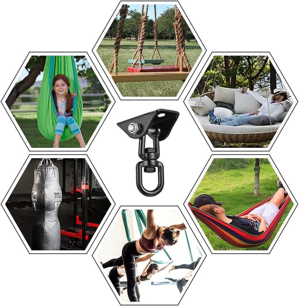 450kg Stainless Steel Swing Hooks with Screws for Hanging Chair Swing Yoga Towel, 360° Rotation — image 6