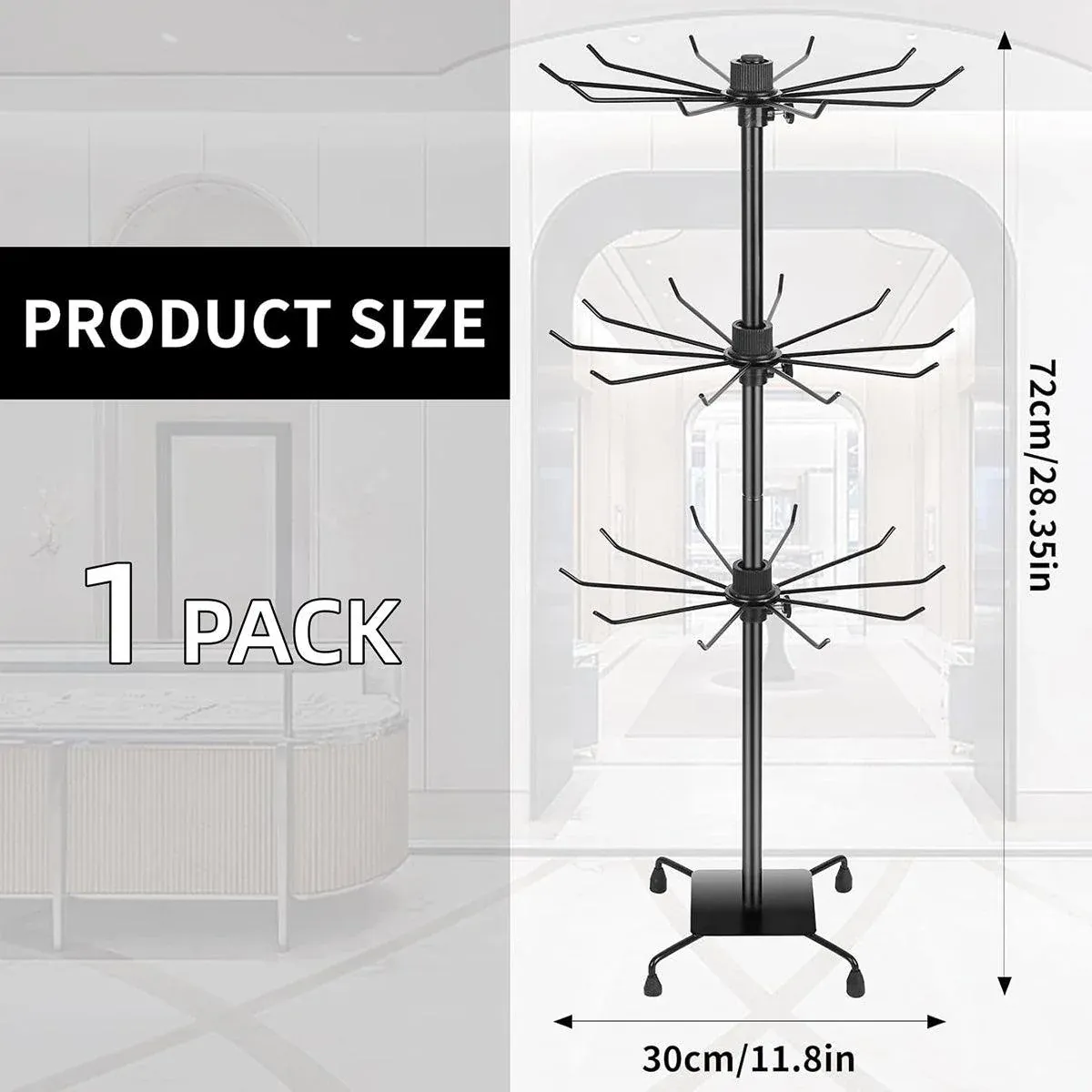 3-Tier Rotating Sock Rack Accessories Hanging Display Stand Organizer for Storage — image 3