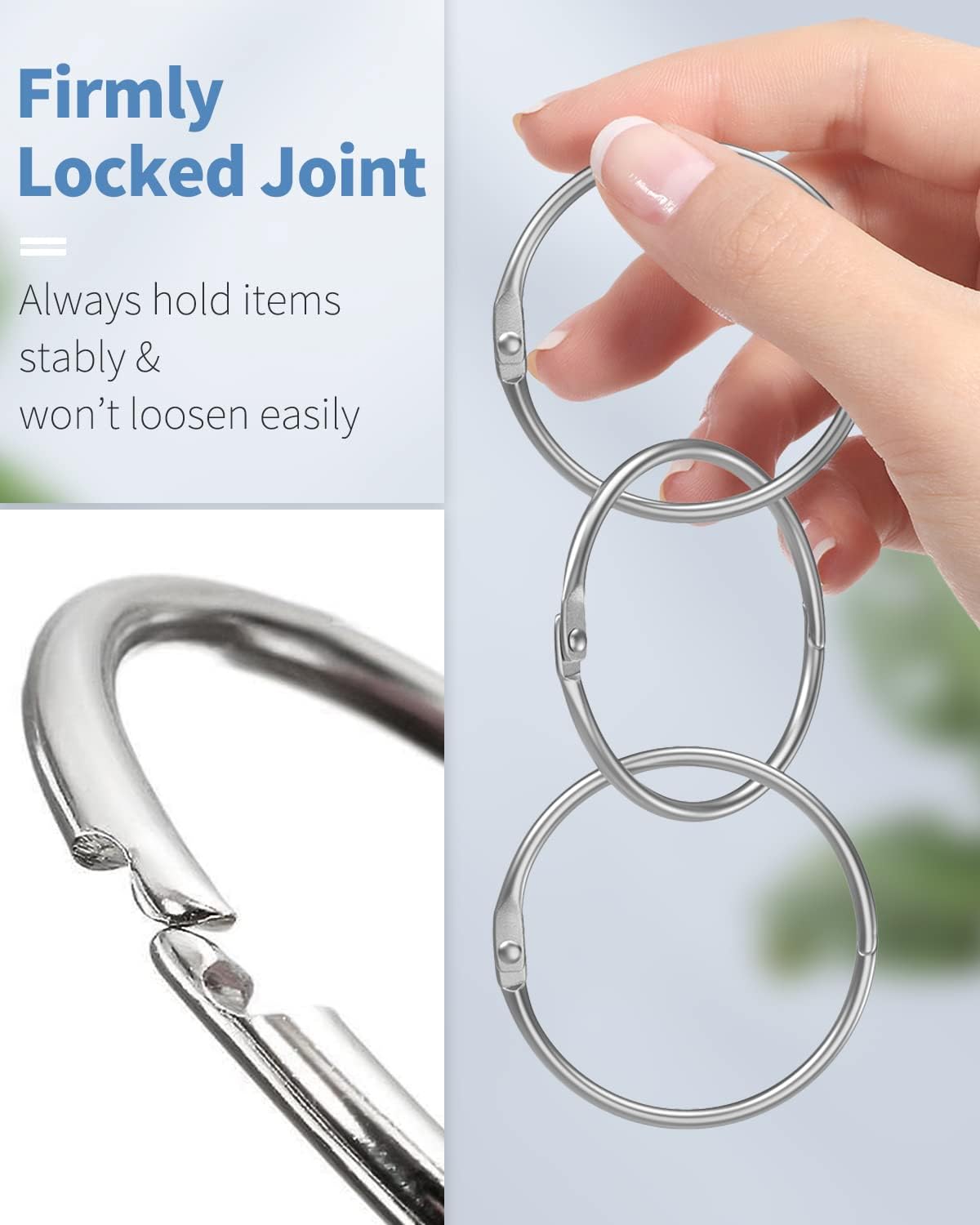Loose Leaf Binder Rings 2 Inch Smooth Steel Book Rings for Index Cards Flash Cards Receipts Memos Photos and Files Heavy Duty Organizers Loops for Office โ image 3