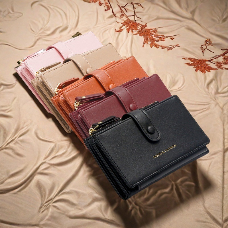 Black Compact Bifold Wallet for Women - High Capacity PU Leather Purse with Zipper Coin Pocket โ image 2