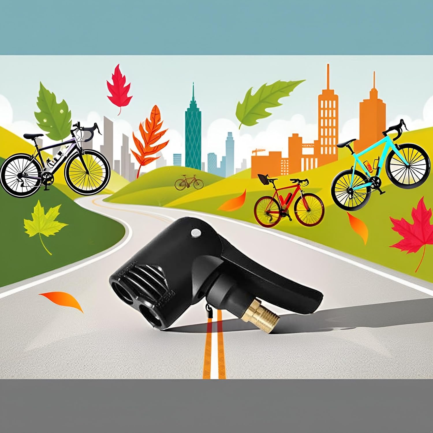Black Bike Pump Adapter Presta Valve Adapter Dual Head Bike Track Pump Tyre Air Pump Valve Adapter Pump Connector Head Tires Tubes Accessories — image 4