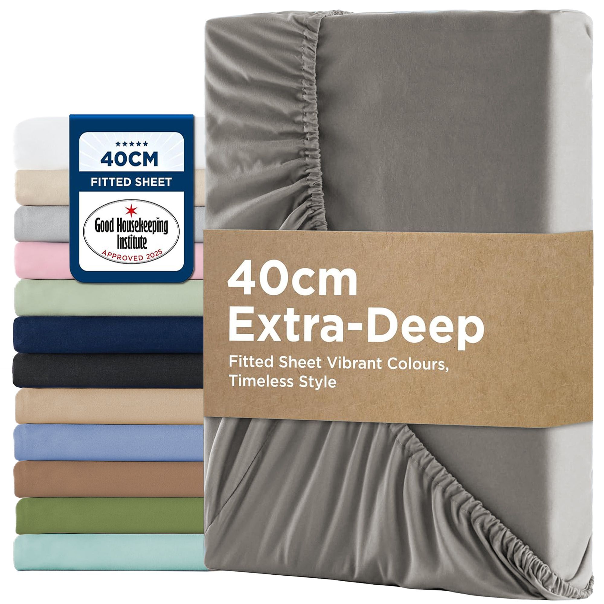 2000TC Hotel Quality Fitted Sheets - 2 Piece Fitted Sheets -Breathable Bedding - Wrinkle, Fade, Stain Resistant- 16inch/40cm Deep Pocket Fitted Bed