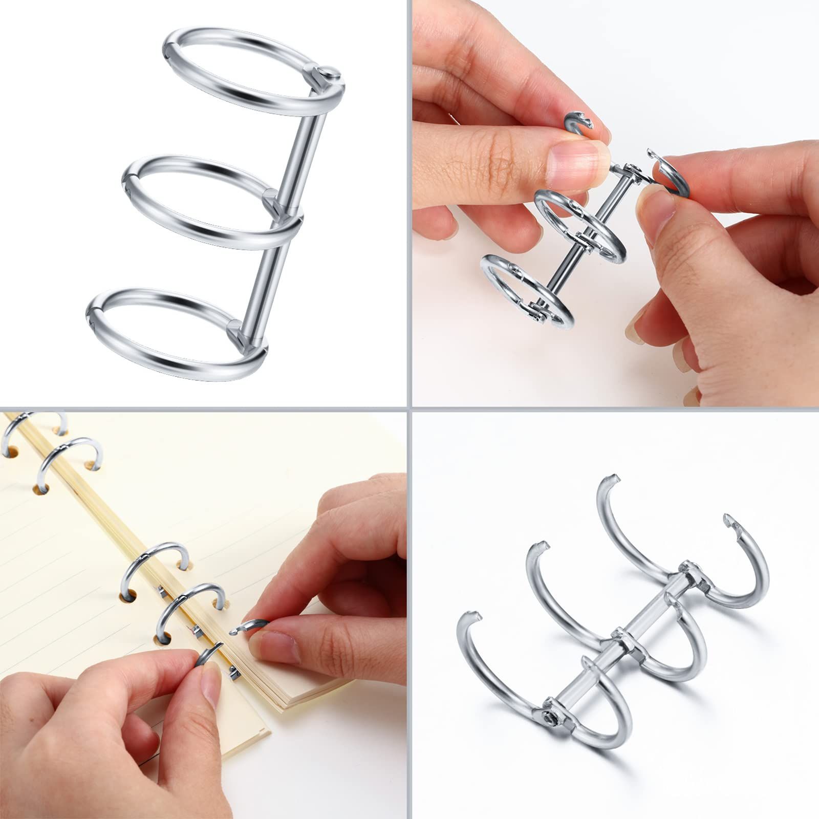 12 pcs 3 Ring Metal Loose Leaf Binders Book Rings with 20 mm Inner Diameter for DIY Travel Diary, Photo Album, Binding Spines — image 3