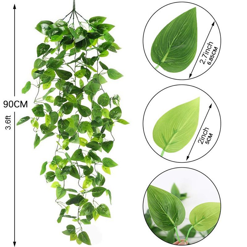 Artificial Hanging Plants - 2pcs Fake Ivy Vine Leaves Kitchen Plants for Wall House Room Garden Wedding (No Baskets) — image 5