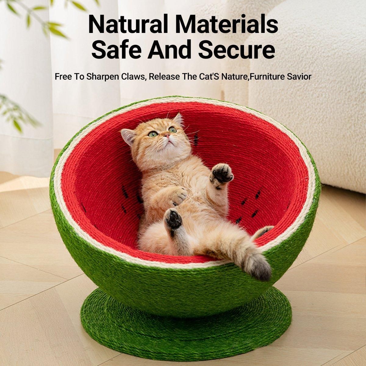Watermelon Cat Scratching Pot Board All in One Scratcher Toy for Cats Kitten — image 4