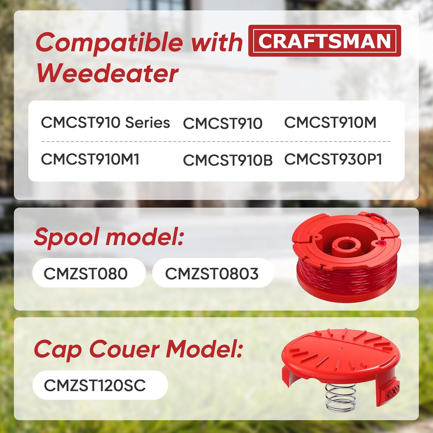 20 Pack CMZST0803 CMZST080 Weed Eater String and 4 Pcak CMZST120SC String Trimmer Spool Cap Compatible with Craftsman Weed Wacker — image 4