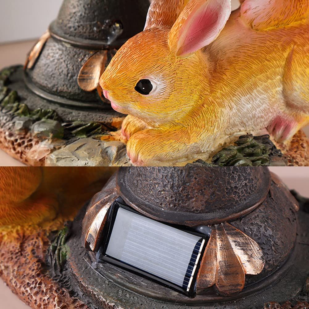 Garden Statues Outdoor Clearance LED Rabbit Solar Garden Statues Waterproof Solar Rabbit Ornaments Garden Light Resin โ image 3