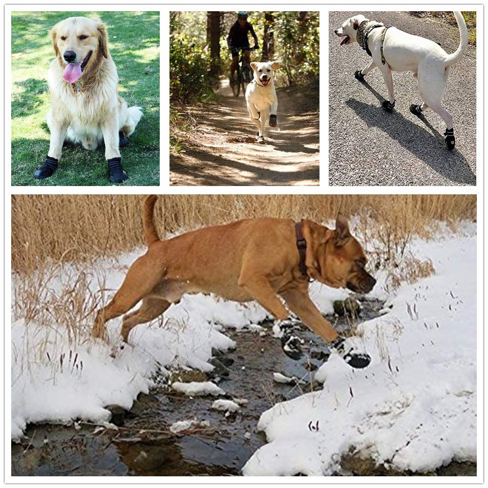 4 pcs Waterproof Dog Boots, Dog Outdoor Shoes, Dog Rain Shoes, Running Shoes for Medium to Large Dogs with — image 5