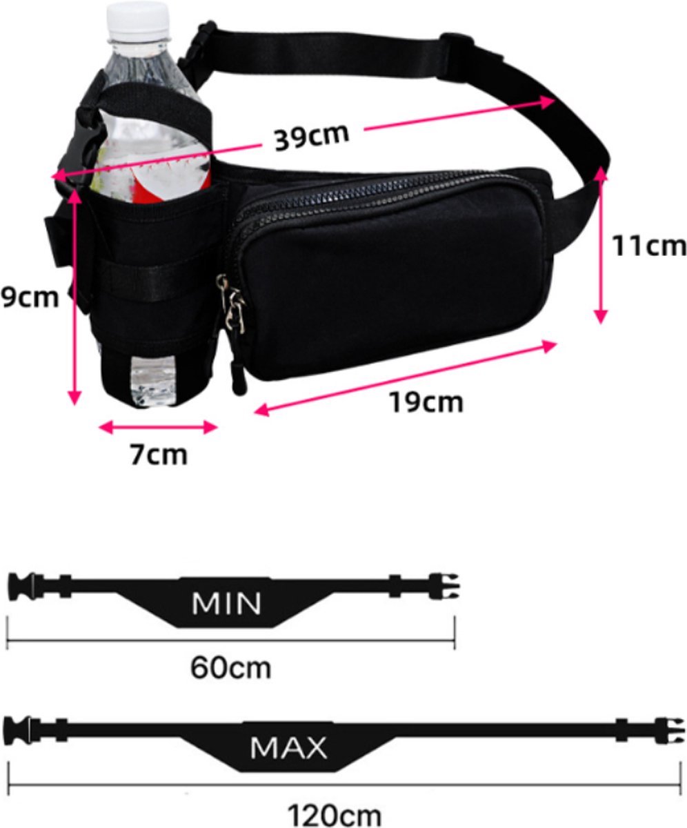 Waist Bag with Bottle Holder - Hiking Waist Bag with Bottle Holder - Outdoor Pouch Bag with Water Bottle / Bib Holder - Ideal for Festivals or Vacations — image 4