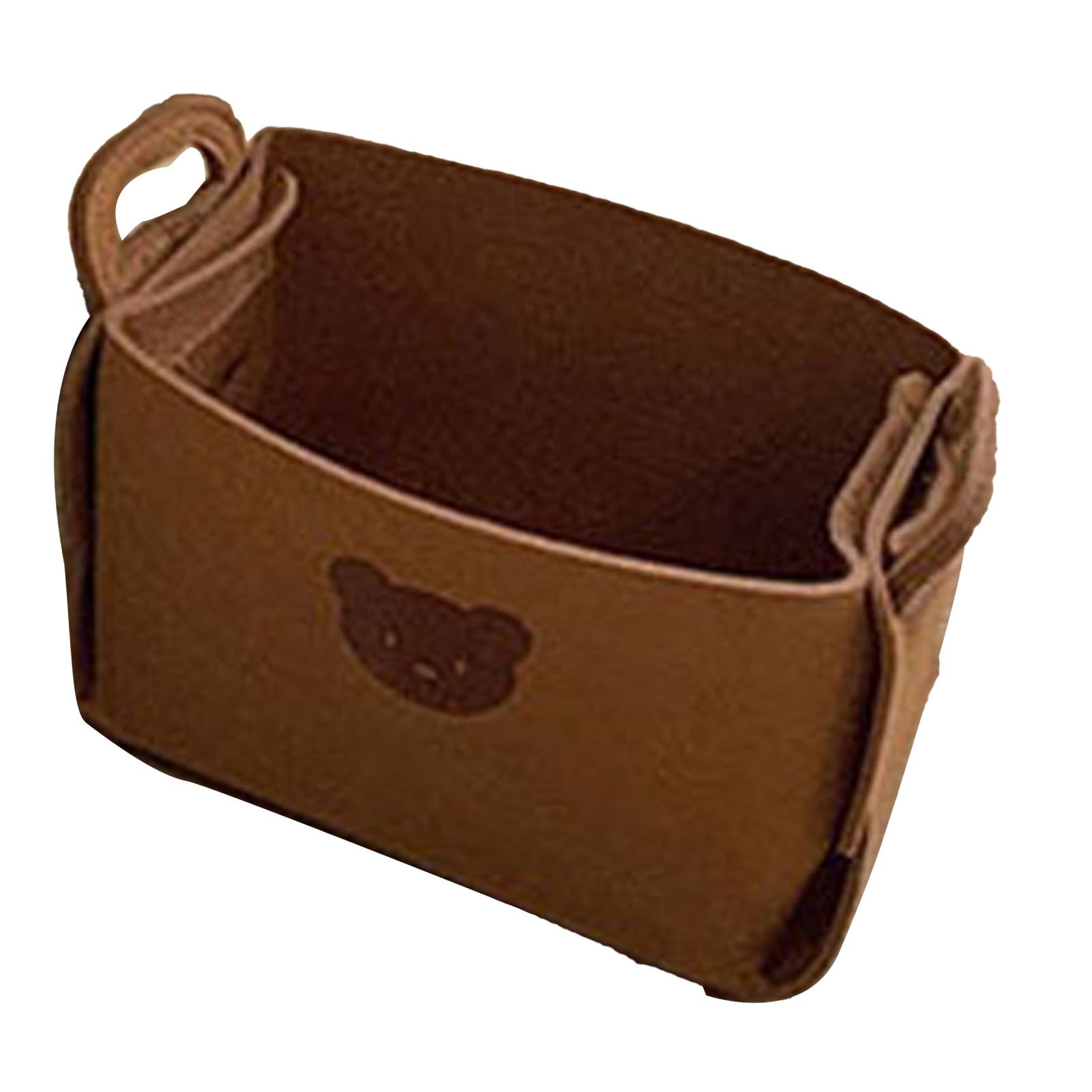 Felt Storage Basket with Handles Foldable Laundry Snacks Toys Clothes Bin for Home Desktop Bear Pattern Reddish Brown โ image 3
