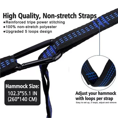 Outdoor Camping Hammock Lightweight 260x140cm Portable Travel Grey โ image 4