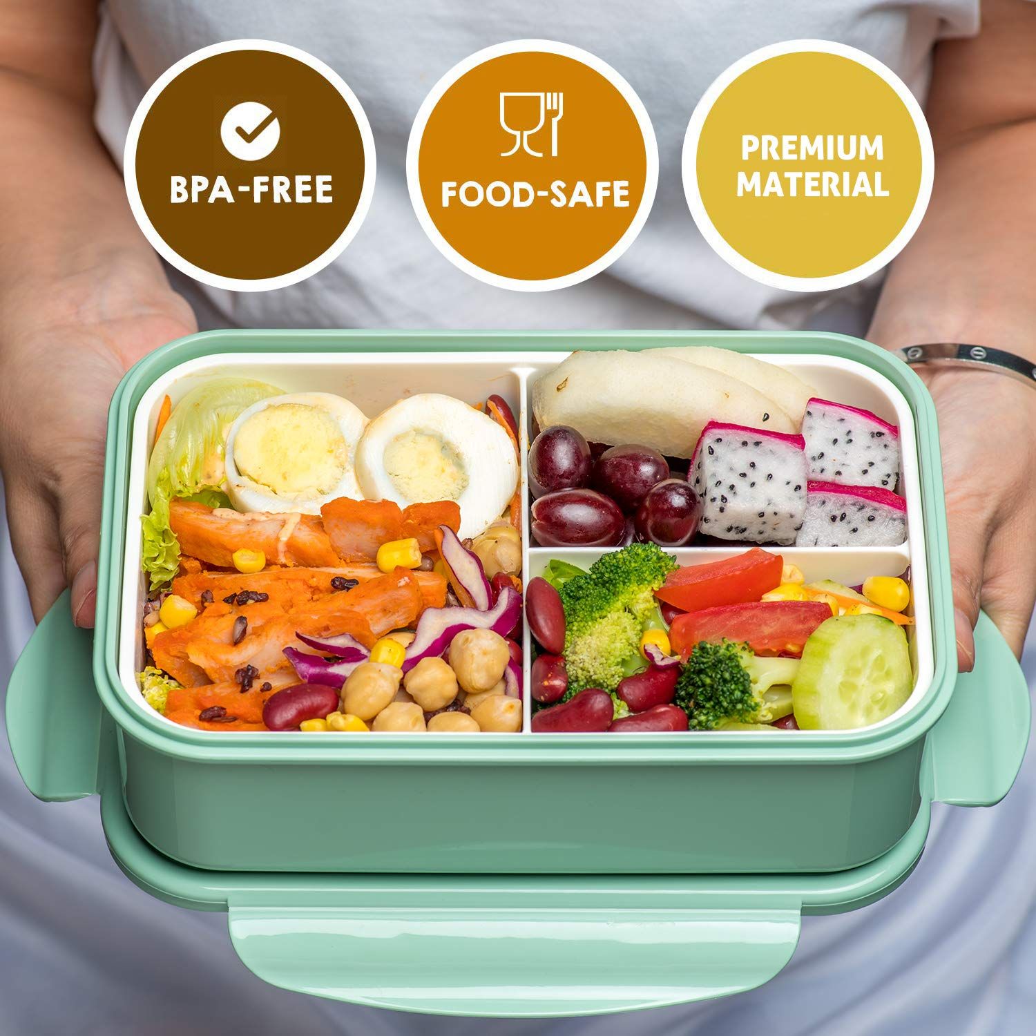 Bento Boxes for Adults - Bento Lunch Box For Kids Childrens With Spoon & Fork - Durable Perfect Size for On-the-Go Meal, BPA-Free — image 3
