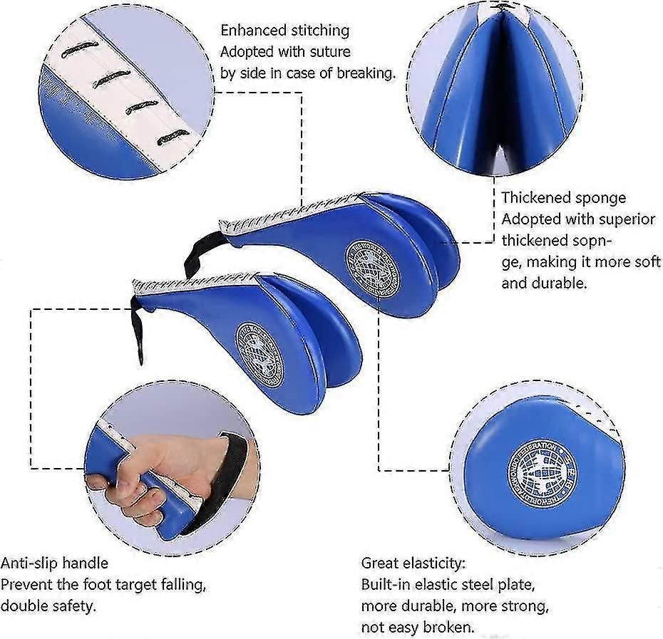 1Pc Target Taekwondo Pad Double Paddles Strike Racket For Tae Boxing Karate Training - Blue โ image 2
