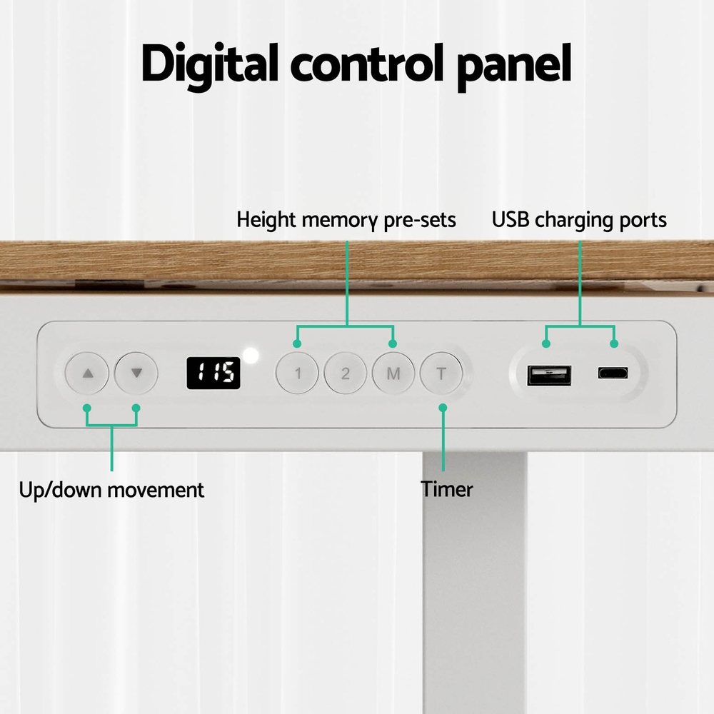 Artiss Standing Desk Motorised Electric Dual Motor Draw 120CM Oak — image 5
