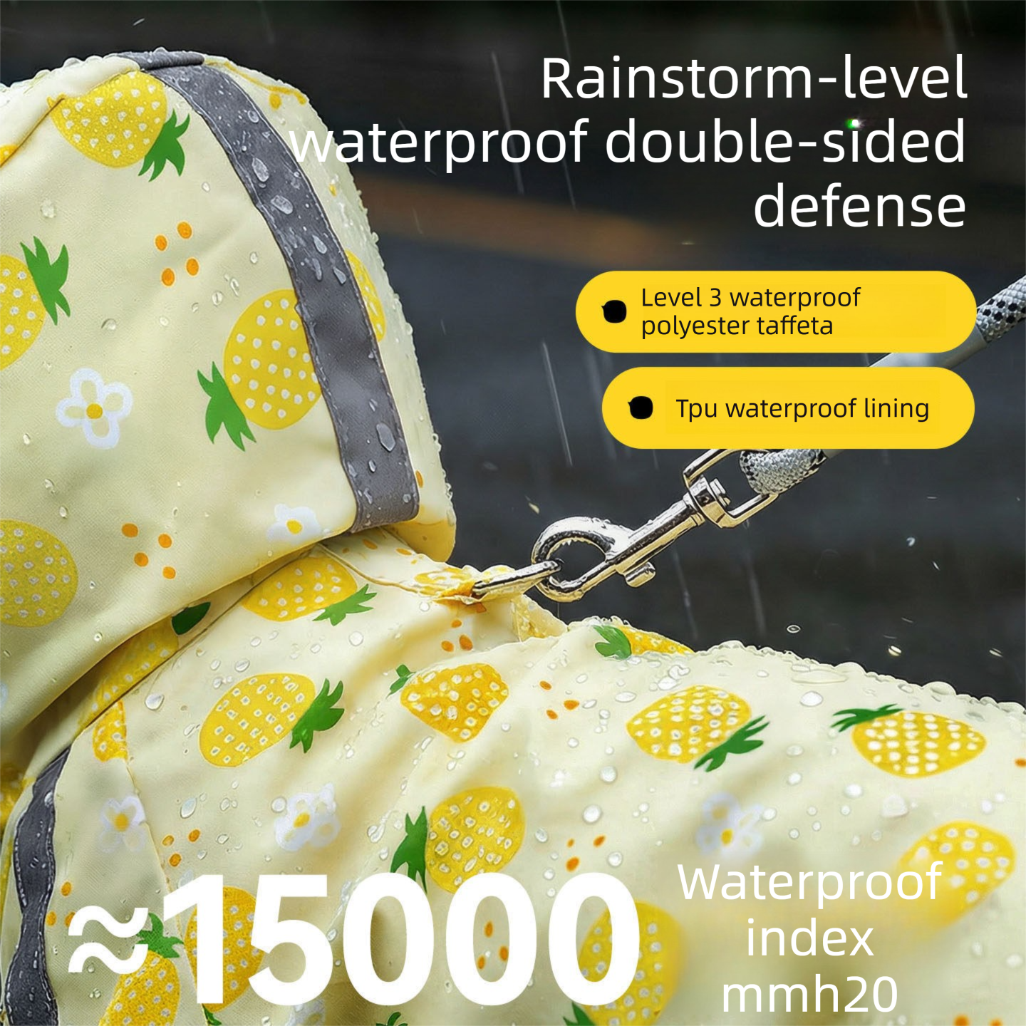 3-piece Dog Rainy Day Care Set with Yellow S size Waterproof Raincoat, 30x30cm Paw Towel and 70x140cm Pet Bath Towel, Quick-Dry Pet Rain Protection Kit for โ image 4