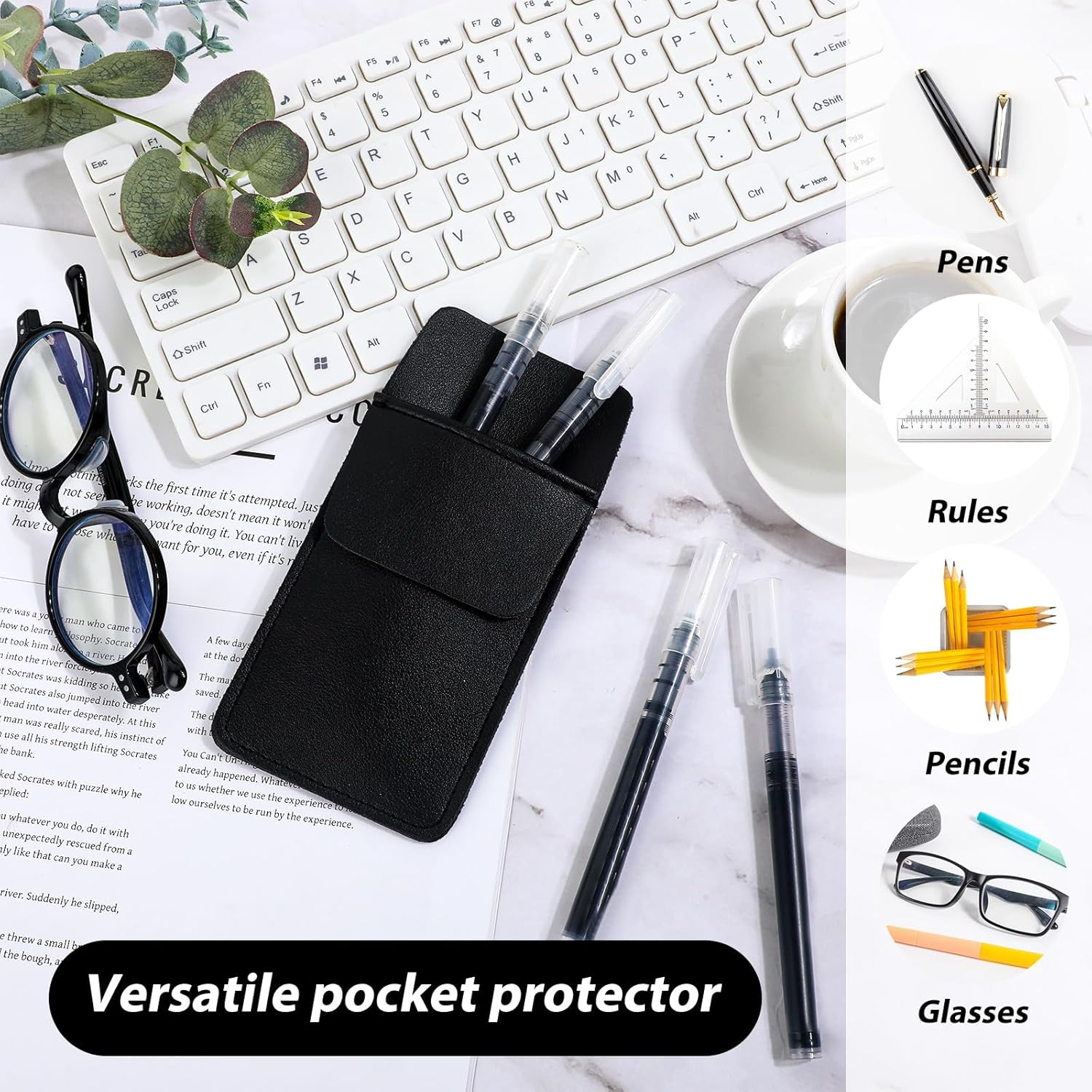 Pocket Protector, PU Leather Pocket Organizer, Pocket Pouch for Men Pocket Shirt Lab Coat for School Office Hospital Supplies โ image 3