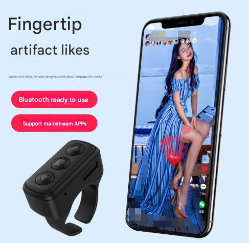 2-Piece White Bluetooth Video Controller - 3-Button Remote for TikTok and Page Scrolling โ image 2