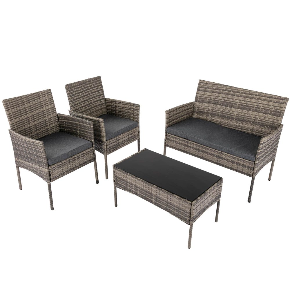 4 Seater Wicker Outdoor Lounge Set – Mixed Grey โ image 4