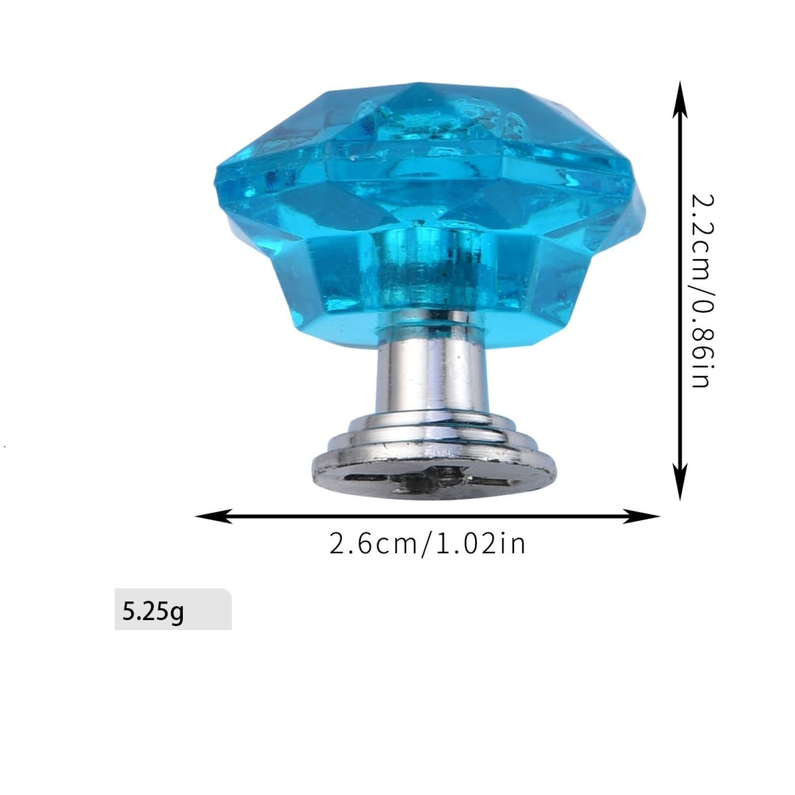 6 Pcs Crystal Glass Cabinet Knobs Diamond Shape Drawer Kitchen Cabinets Dresser Cupboard Wardrobe Pulls Handles (Light Blue) — image 2
