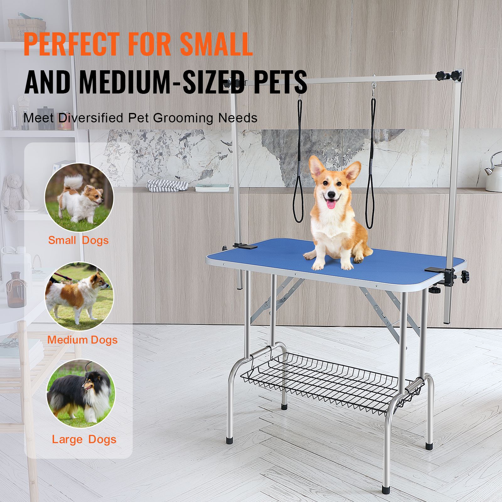 Pet Grooming Table Two Arms with Clamp, 915 × 610mm Dog Grooming Station, Foldable Pets Grooming Stand for Medium and Small Dogs, Free Two No Sit Haunch Holder — image 6