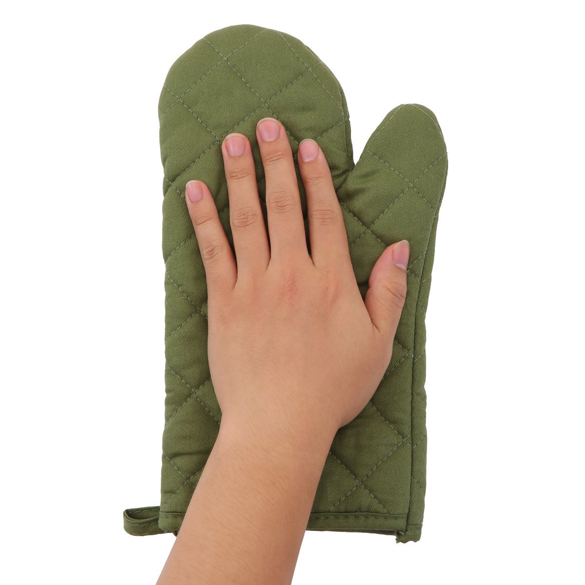 Oven Mitts and Pot Holders 4 pcs Set,High Heat Resistant 500 Degree Extra Thicken Long Kitchen Cotton Oven Glove for Cooking (11.8 Inch,Green) โ image 2