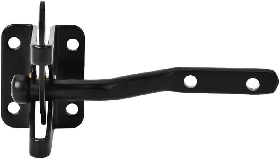 Self-Locking Gate Latch - Post Mount Automatic Gravity Lever Wood Fence Gate Latches with Fasteners/4.7 Inch Black Finish Steel Gate Latch to Secure Pool& Yard — image 2
