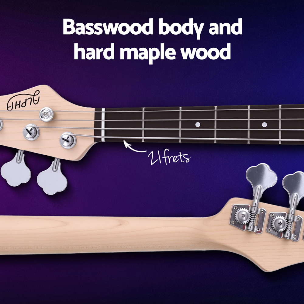 Alpha Electric Guitar Bass 47 Inch Red — image 5