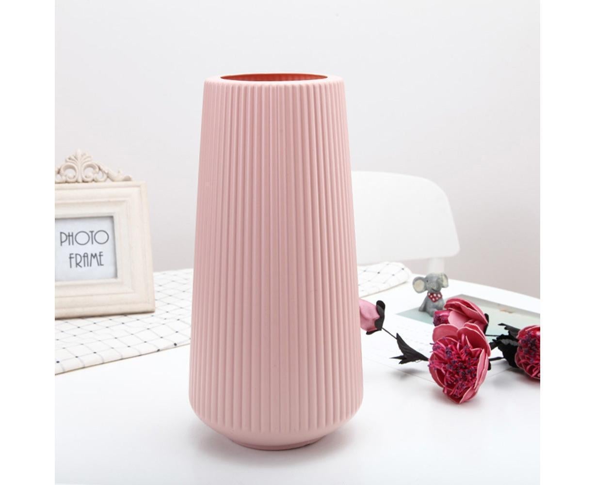 Plastic Nordic Style Vase Dried Flower Arrangement Pot Holder Home Office Decor-Milky White — image 5
