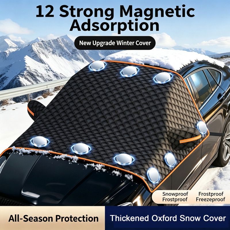 Winter car anti freezing and snow blocking front windshield snow cover