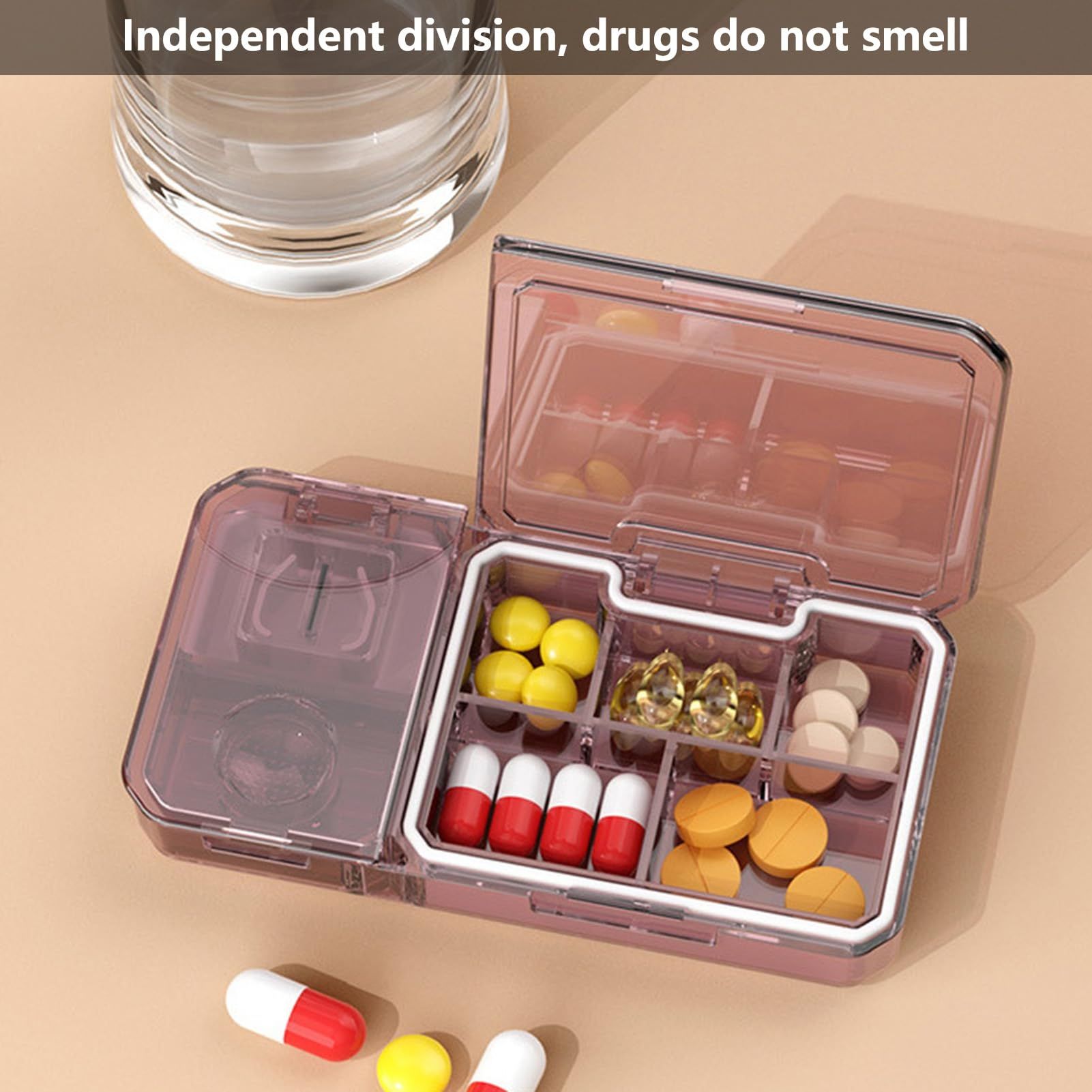 Pill Cases Pills Box, Pill Holder Food Grade Good Sealing Moisture-Proof Dust Proof Multiple Compartments Storing 3 in 1 โ image 2