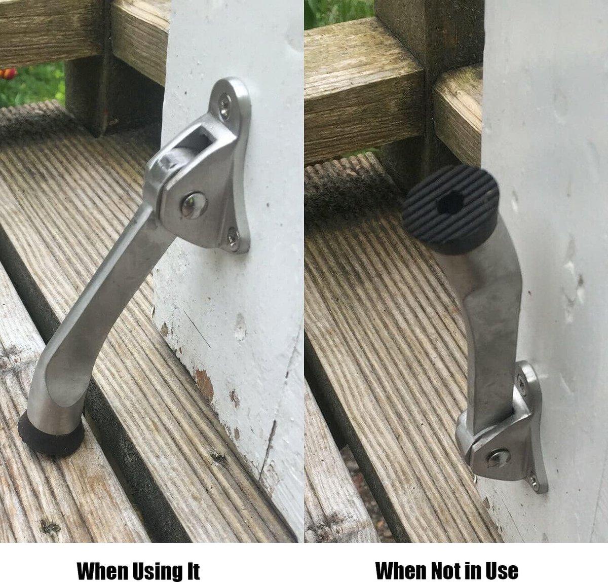 Set of 2 One Touch Adjustable Metal Doorstops - Zinc Alloy Doorstop with Rubber Buffer, 13 cm, for Indoor and Outdoor Use — image 2