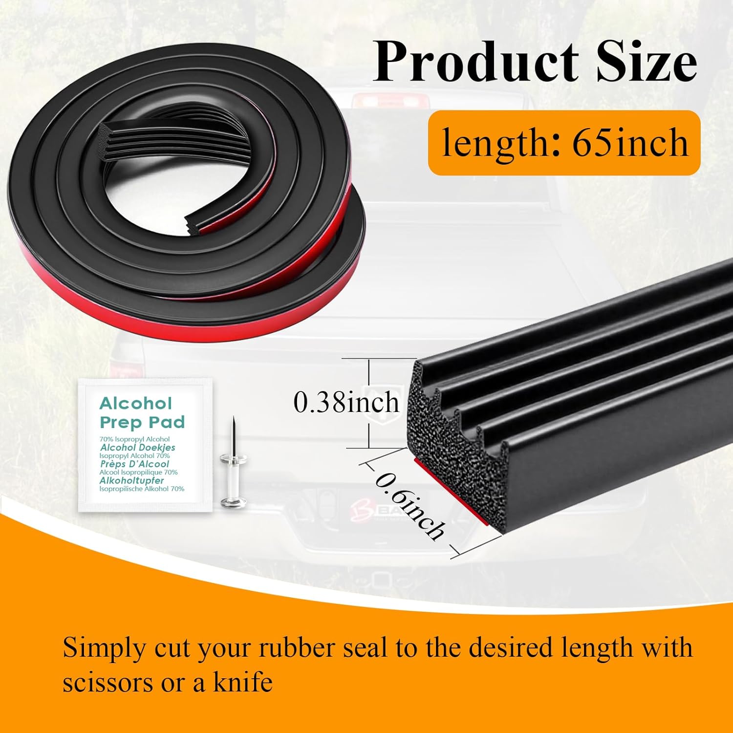 326A0004 Ribbed Bulkhead Seal Strip 3/5" X 65", Tonneau Cover Bulkhead/Service Kit/Self-Adhesive EPDM Foam Rubber Seal W/Tape/Ideal Weather Stripping — image 6