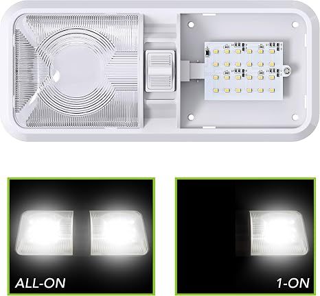 1 Pack 12V RV LED Double Dome Light, 4000-450K Natural White Interior Lamp with ON/OFF Switch for Car Boat โ image 4