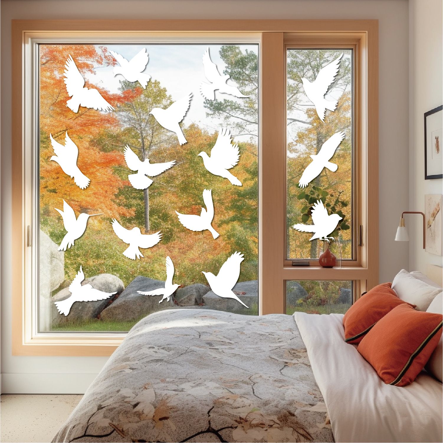 Window Stickers, 12 Sheets 48PCS PVC Self-Adhesive Anti-Collision Window Stickers, Bird Shape Window Stickers, Alarm Bird Window
