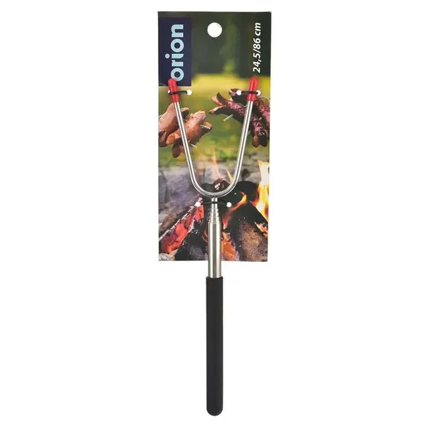 Telescopic Campfire Roasting Fork, Double Prongs, Stainless Steel, Rotating Handle, for Camping, Picnics and Outdoor Cooking, Black — image 5