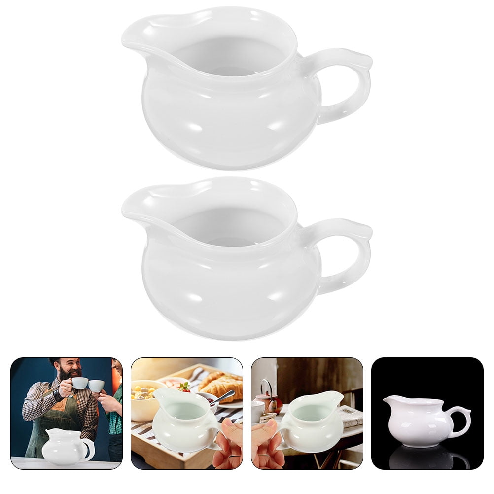 Set of 2 Ceramic Gravy Boats with Handle, Portable Sauce Dispensers for Kitchen and Dining Table, for Home Kitchen Cooking and Food — image 2