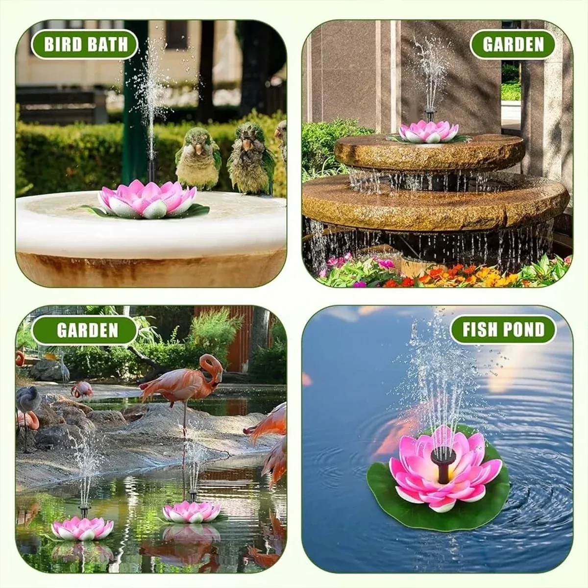 Water Fountain with Lotus Leaf Solar Bird Bath Fountain Pump Lotus Shaped Solar — image 6