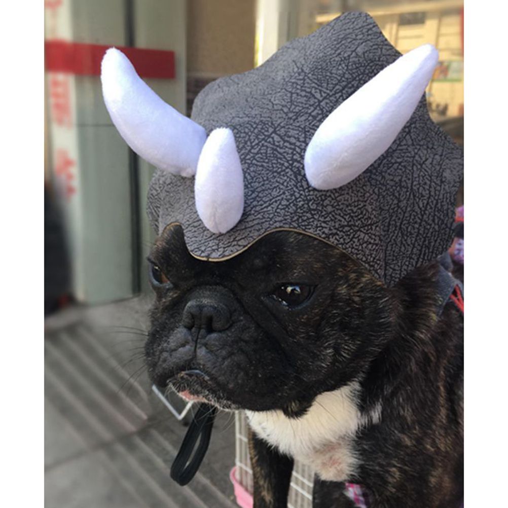 Pet Headwear Triceratops Pet Hat Funny Pet Clothes Dog Cat Dress Up Party Apparel Clothing Cosplay Cute Horn Headdress — image 3