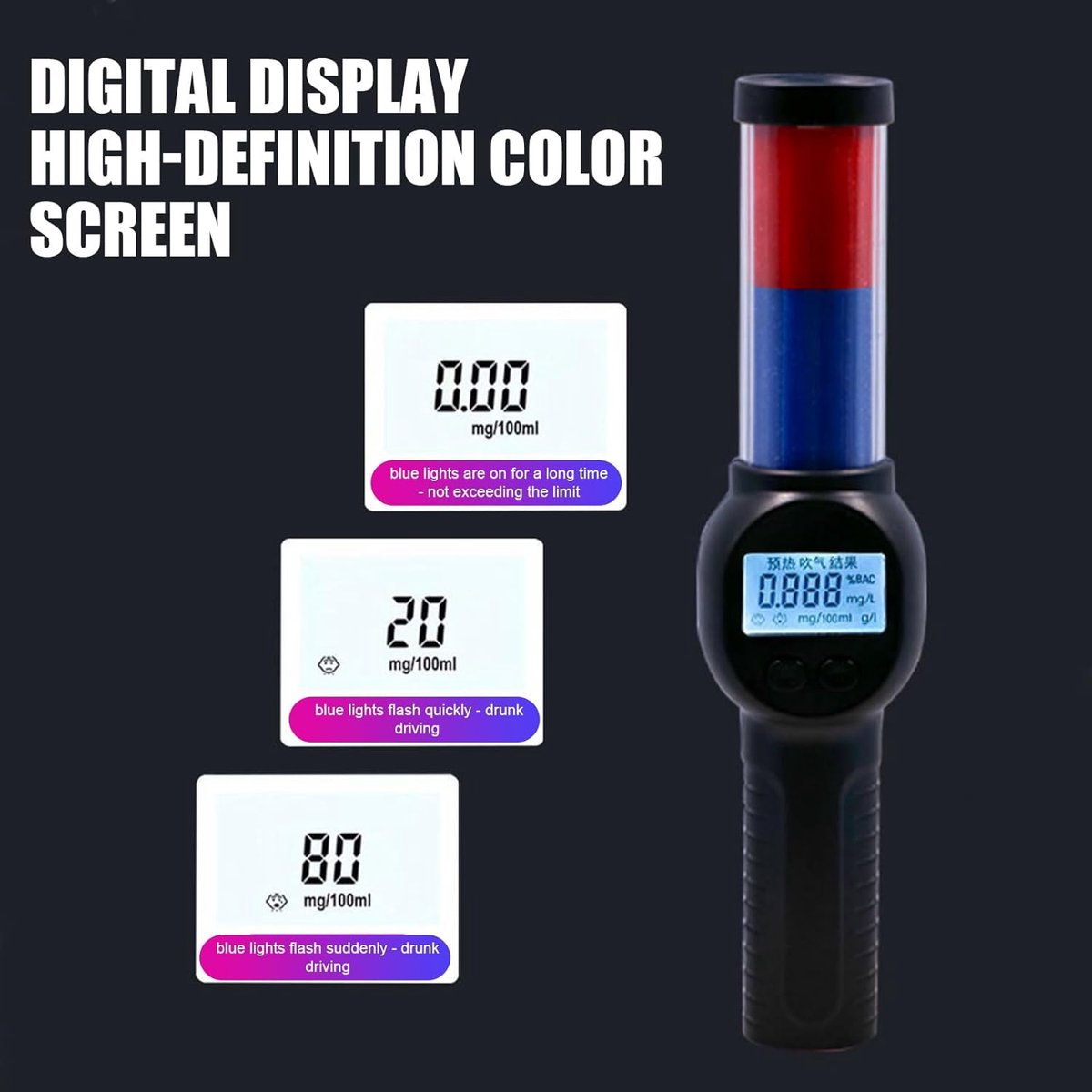Digital Alcohol Meter - Breathalyzer with English Voice Announcement - Portable Breathalyzer - Contactless Breathalyzer - Safe and Hygienic - Suitable for โ image 3