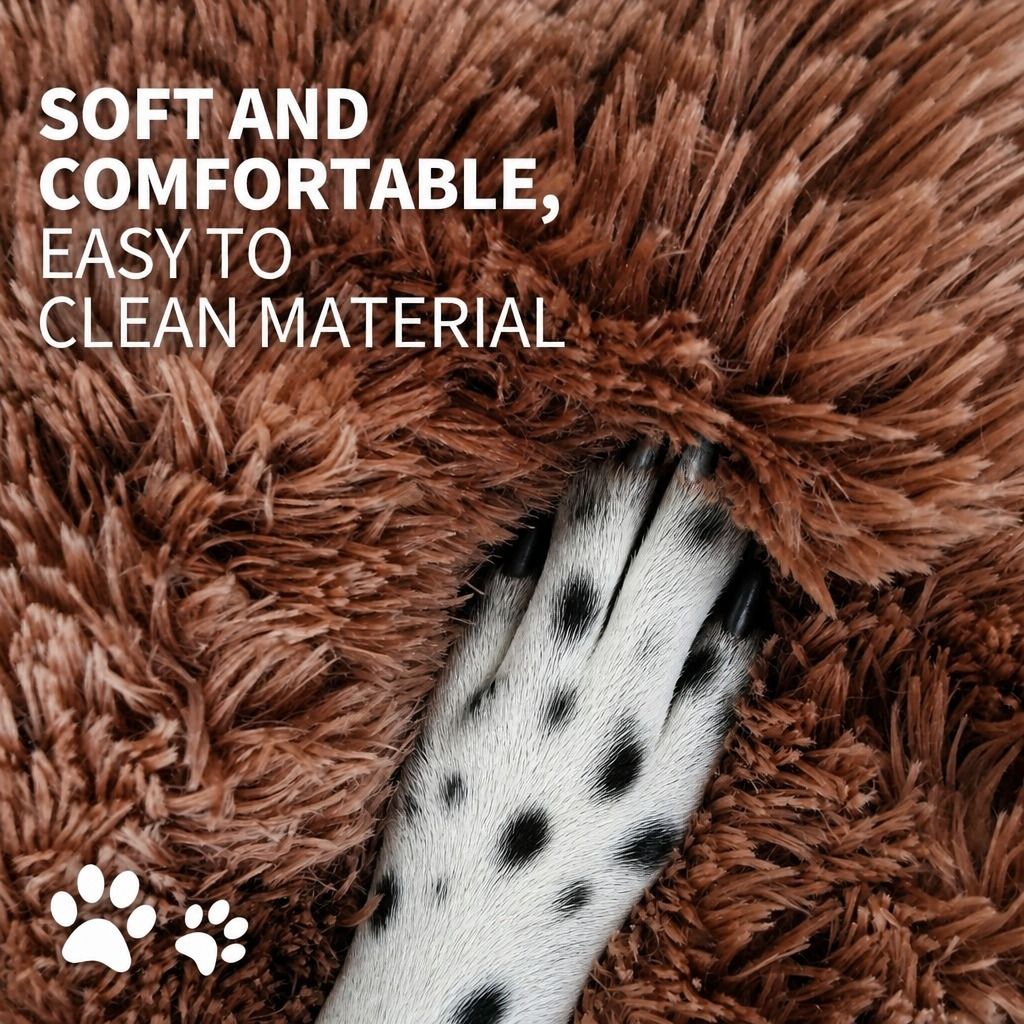 Dog Cat Pet Calming Bed Warm Soft Plush Round Nest Comfy Sleeping Cave 120cm — image 5