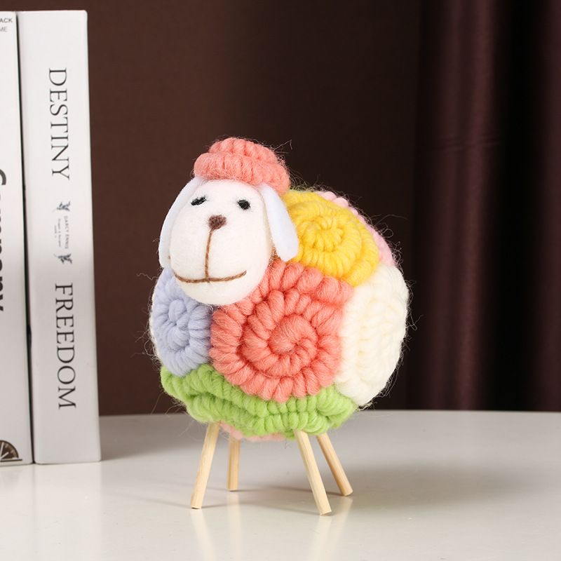 Mini Felt Sheep Figurine, Animal Statue, Nordic Sculpture Crafts Ornament for Home Party Bedroom Desktop Decoration โ image 5