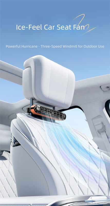 Black Car Seat Back Headrest Fan USB Powered Dual Turbine Bladeless Cooling Fan with 3 Speeds — image 2