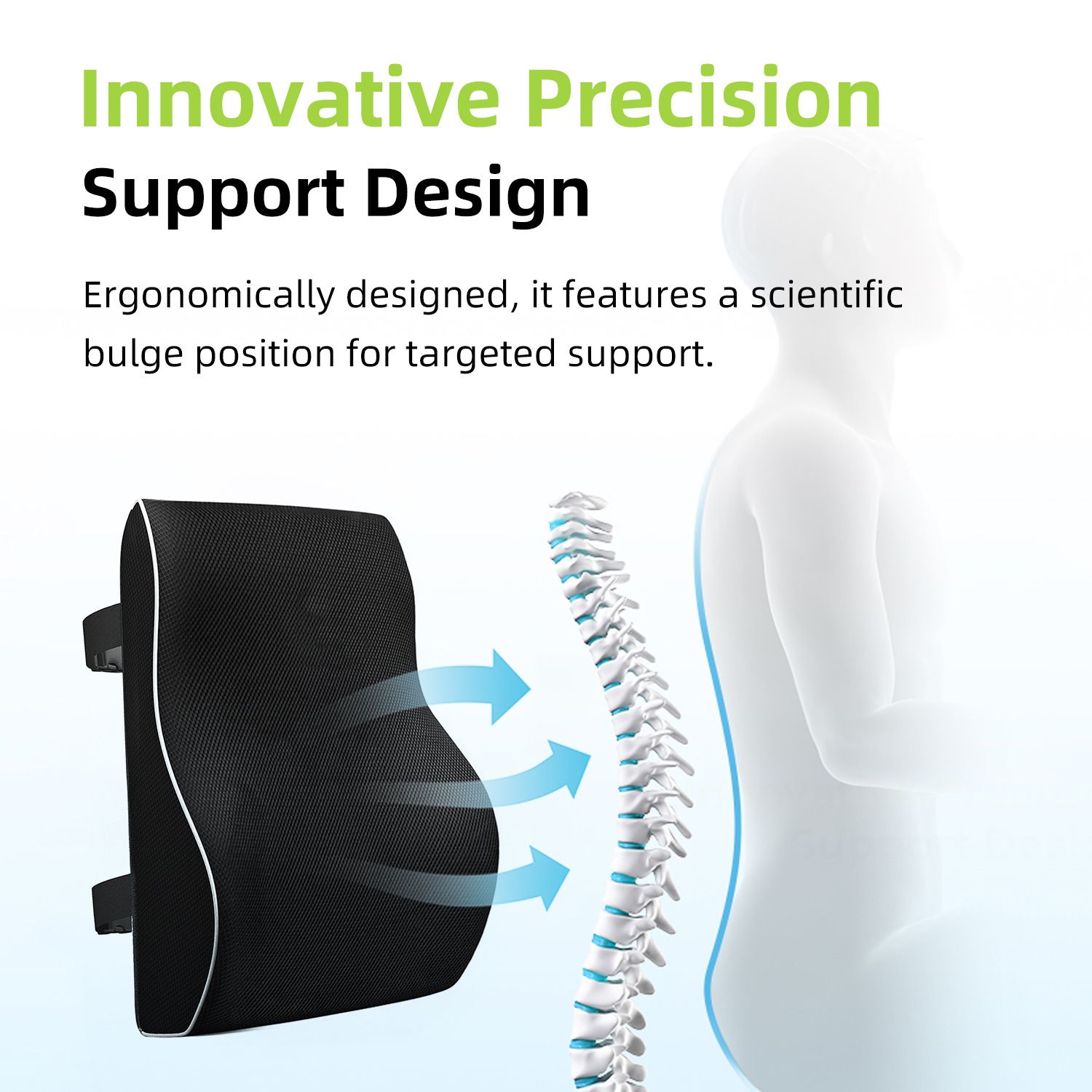 1 Lumbar Support Pillow for Lower Back and Posture - Memory Foam Cushion with Adjustable Strap, Breathable Mesh Cover and Dual Straps (Office Chair, Car — image 5