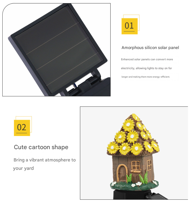 Green House Solar Powered Mushroom House Garden Stake Lights - Outdoor Waterproof Resin Landscape Decorative Lamps with Warm LED Glow for Patio, Lawn, and Yard — image 3